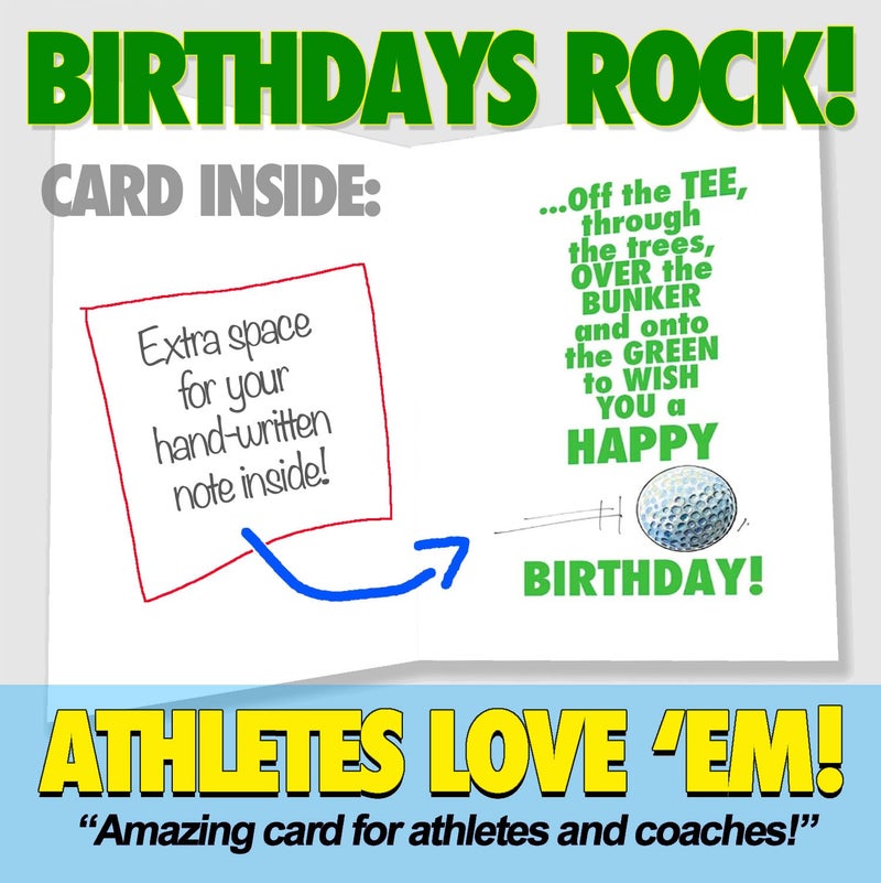 Play Strong DRIVE GOLF Birthday Card 1-Pack (5x7) Power Player Illustrated Sports Birthday Cards Greeting Cards- Awesome for Golfers, Coaches and Fans Birthdays, Gifts and Parties! - Image 3